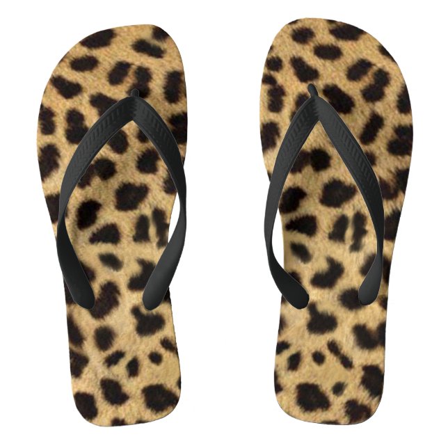 Faux Cheetah Skin Flip Flops (Footbed)