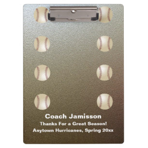 Faux Chrome, Baseball Coach Thank You Clipboard