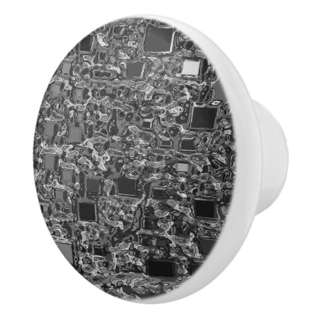 Faux Chrome Mini Box Background Ceramic Knob (Right)