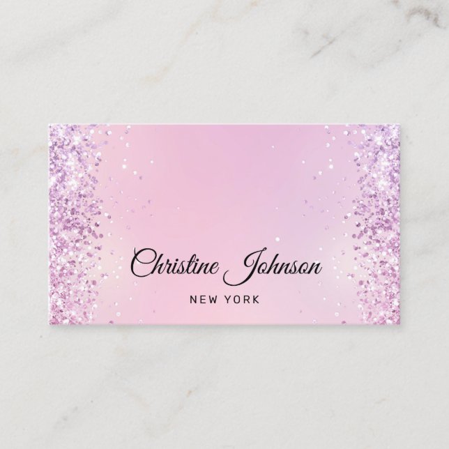 faux chunky glitter lavender business card (Front)