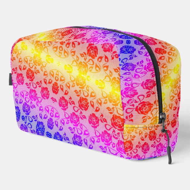 Faux Colourful Lace Fishnet Dopp Kit (Right Corner)