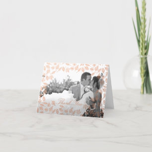 Faux Copper Autumn Leaves Photo Thank You Card