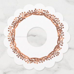 Faux-copper berry wreath design wine glass tag