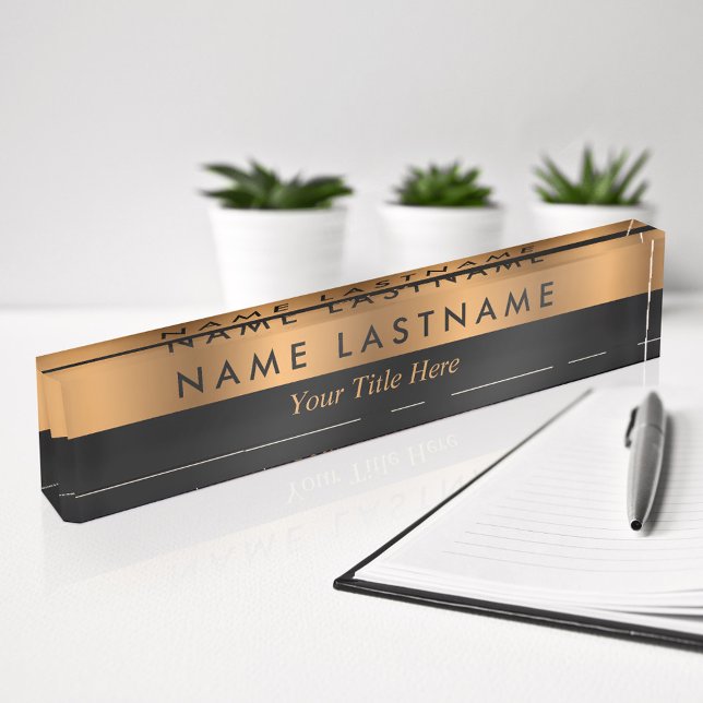 Faux Copper Bronze Black Elegant Modern Sleek Nameplate (Creator Uploaded)