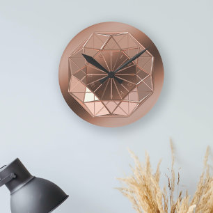 Faux Copper Coloured Octagon Round Wall Clock
