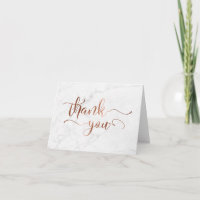 Faux Copper Foil Script Thank You & White Marble