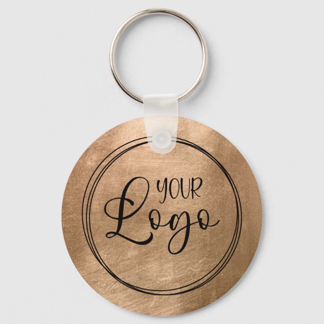 Faux Copper Gold Foil Your Logo Key Ring (Front)