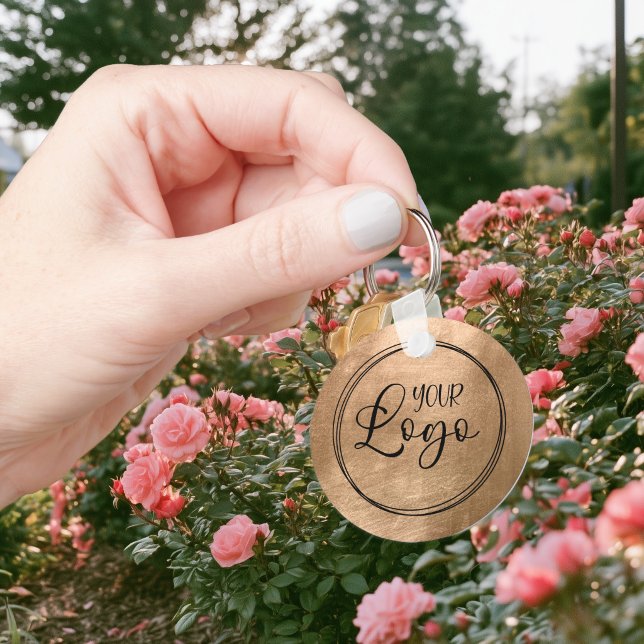 Faux Copper Gold Foil Your Logo Key Ring (Faux Copper Gold Foil Your Logo Keychain)