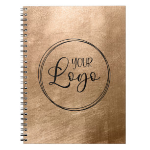 Faux Copper Gold Foil Your Logo Notebook