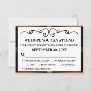Faux Copper Grid on Black RSVP Card
