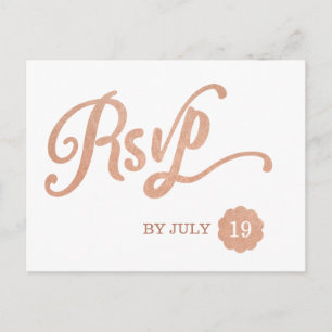 Faux Copper RSVP Invitation Postcard