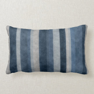 Faux Corduroy Textured Blue Stripes Pattern Lumbar Cushion