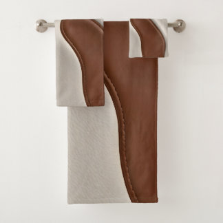 Faux Cow Leather Modern Luxury Elegant Collection Bath Towel Set