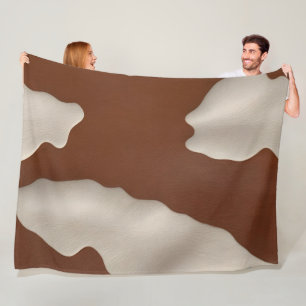 Faux Cow Leather Trendy Luxury Elegant Collection Fleece Blanket