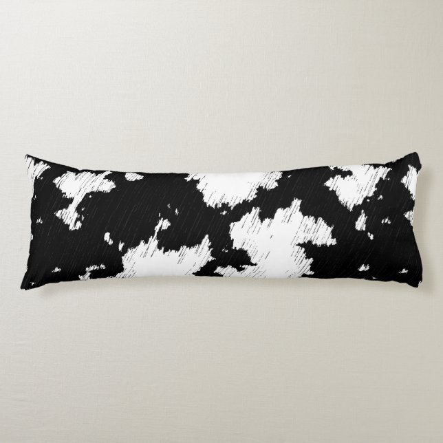 Faux Cow Print Black and White Body Cushion (Front)