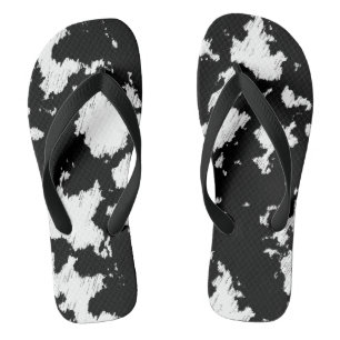 Faux Cow Print, Black and White Jandals