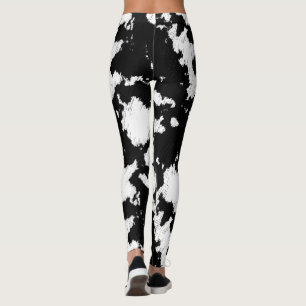 Faux Cow Print, Black and White Leggings