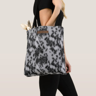 Faux Cowhide Black Animal Print Print Pattern Tote Bag