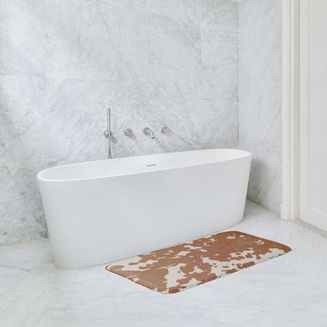Faux Cowhide Brown Spots Country Western Bath Mat (Creator Uploaded)