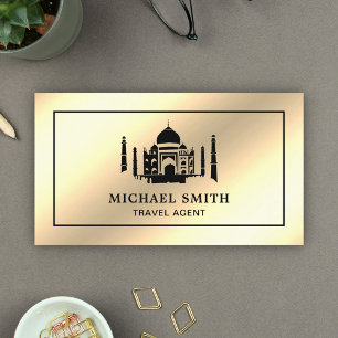 Faux Cream Gold Foil Taj Mahal Travel Agent Business Card