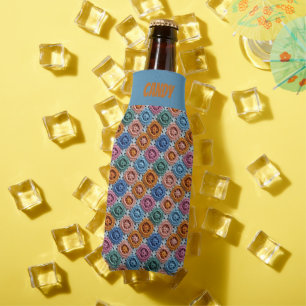 Faux Crochet Multicolored Stiches Bottle Cooler
