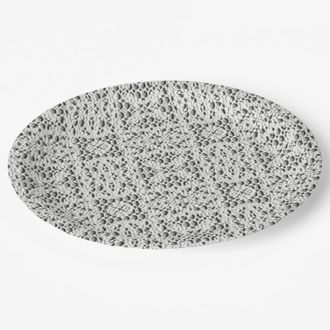 Faux Crochet White  Paper Plate (Angled)