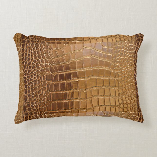 Faux Crocodile Leather Animal Skin Pattern Decorative Cushion (Front)