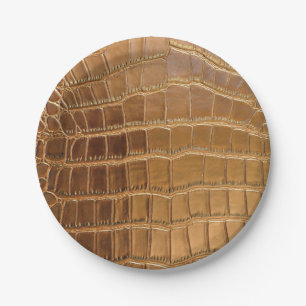 Faux Crocodile Leather Animal Skin Pattern Paper Plate