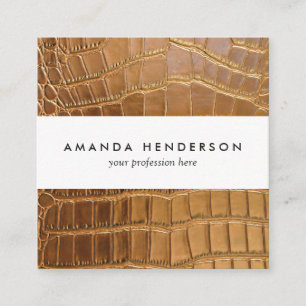Faux Crocodile Leather Animal Skin Pattern Square Business Card