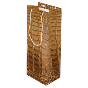 Faux Crocodile Leather Animal Skin Pattern Wine Gift Bag