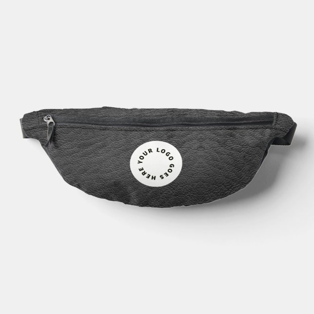 Faux Dark Black Leather With Logo Bum Bags (Lay Down)