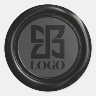 Faux Dark Black Wax Elegant Business Logo Classic Round Sticker