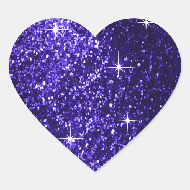 Faux Dark Blue Glitter Heart Sticker (Front)