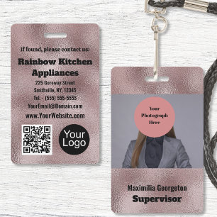 Faux Dark Pink Metallic ID Badge