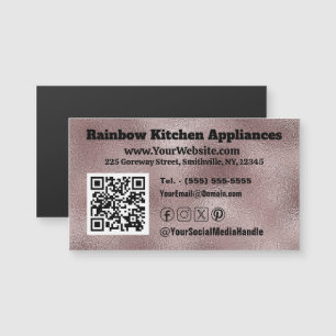 Faux Dark Pink Metallic Magnetic Business Card