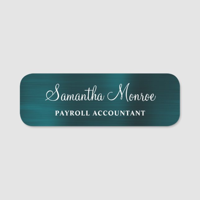Faux Dark Turquoise Foil Name Tag (Front)