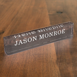 Faux Dark Wood Grain Nameplate