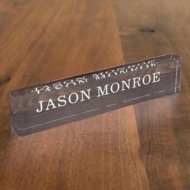 Faux Dark Wood Grain Nameplate (Side)