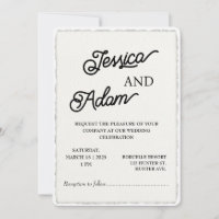 Faux Deckle Edge Paper Invitation Script Wedding