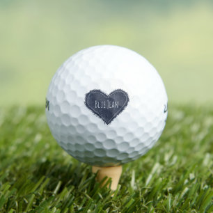 Faux Denim Blue Jean Heart Golf Balls