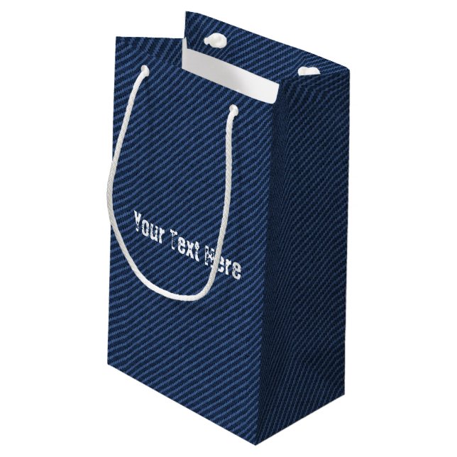 Faux Denim Gif Bag Personalised Text Your Name (Back Angled)