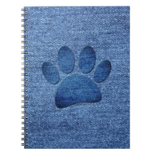 Faux Denim Jeans Dog Paw Print  Notebook