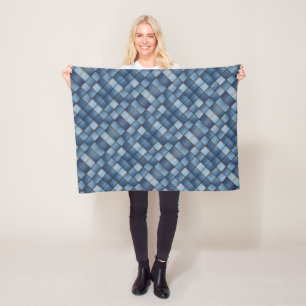 Faux Denim Patchwork Fleece Blanket