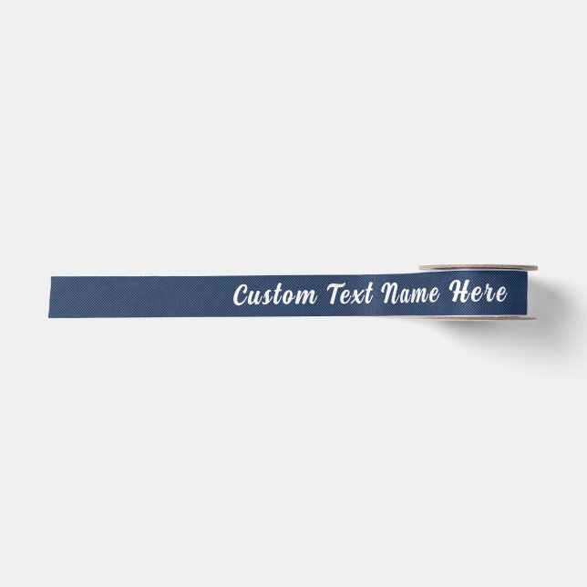 Faux Denim Ribbon Personalised Text Satin Ribbon (Front)