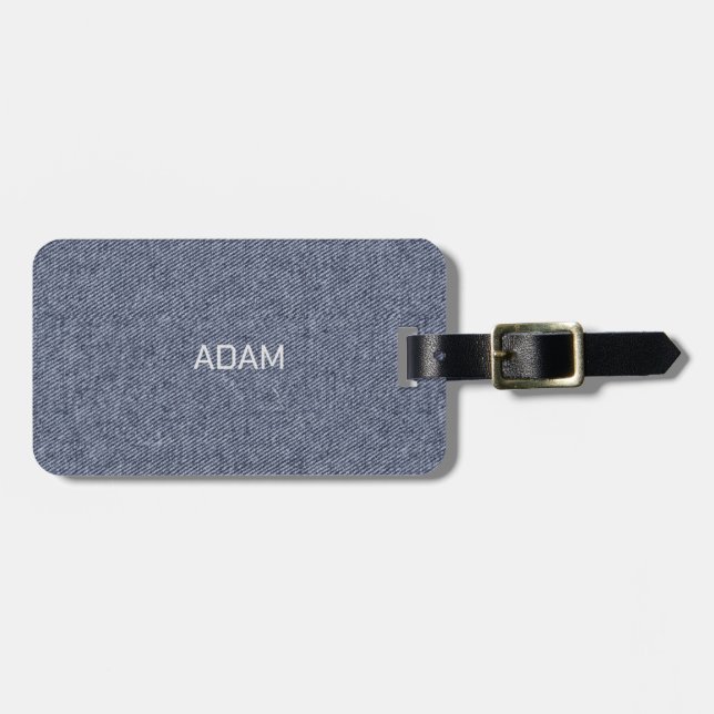 Faux Denim Texture Navy Blue Mousepad Luggage Tag (Front Horizontal)