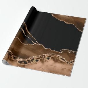 Faux Desert Brown Marbled Agate Contemporary Stone Wrapping Paper