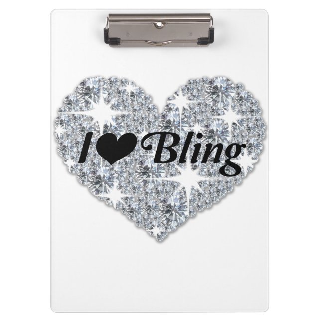 Faux diamond heart i love bling clipboard (Front)
