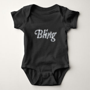 Faux diamond on black Bling design Bib Baby Bodysuit
