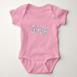 Faux diamond on pastel pink 'Bling' text design Baby Bodysuit