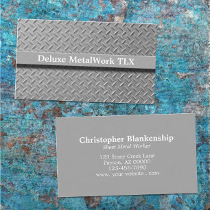 Faux Diamond Plate Sheet Metal Worker Custom Business Card